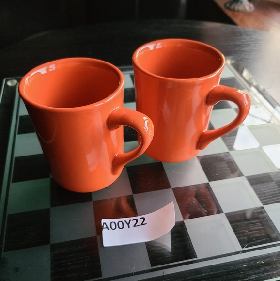 Orange Ceramic Coffee Mug Set Of 2 - Picture 2 of 9